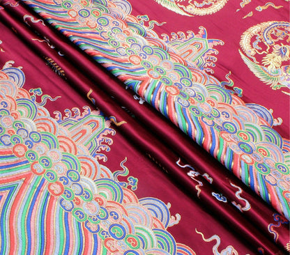 Embroidered Phoenix Brocade Fabric: Chinese Wedding Cheongsam Silk Rayon Blend