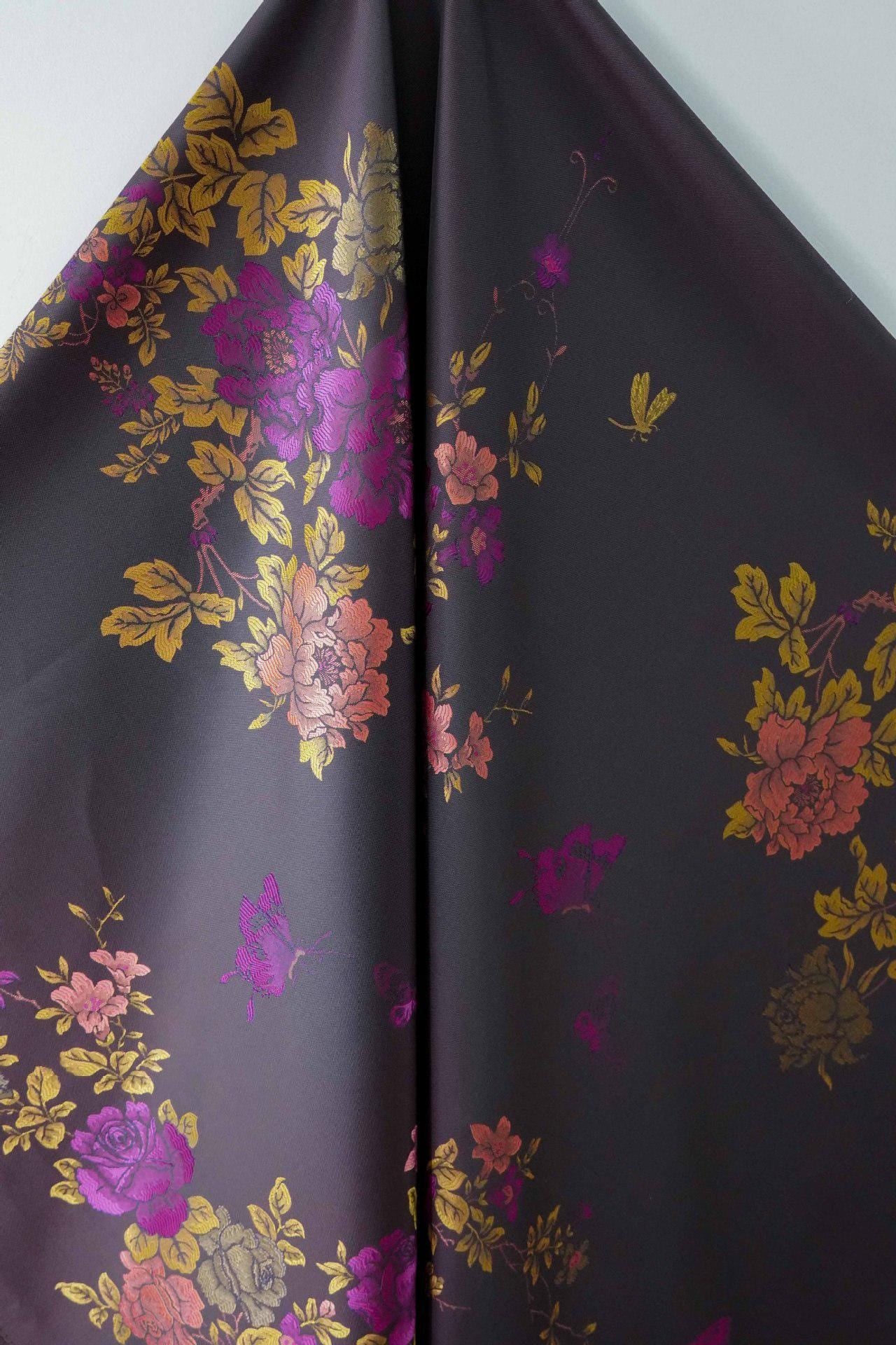 Luxury Peony Jacquard Fabric ��� Woven Dress Apparel Material ��� Elegant Chinese Brocade, Decorative Textile for Gowns "Wide