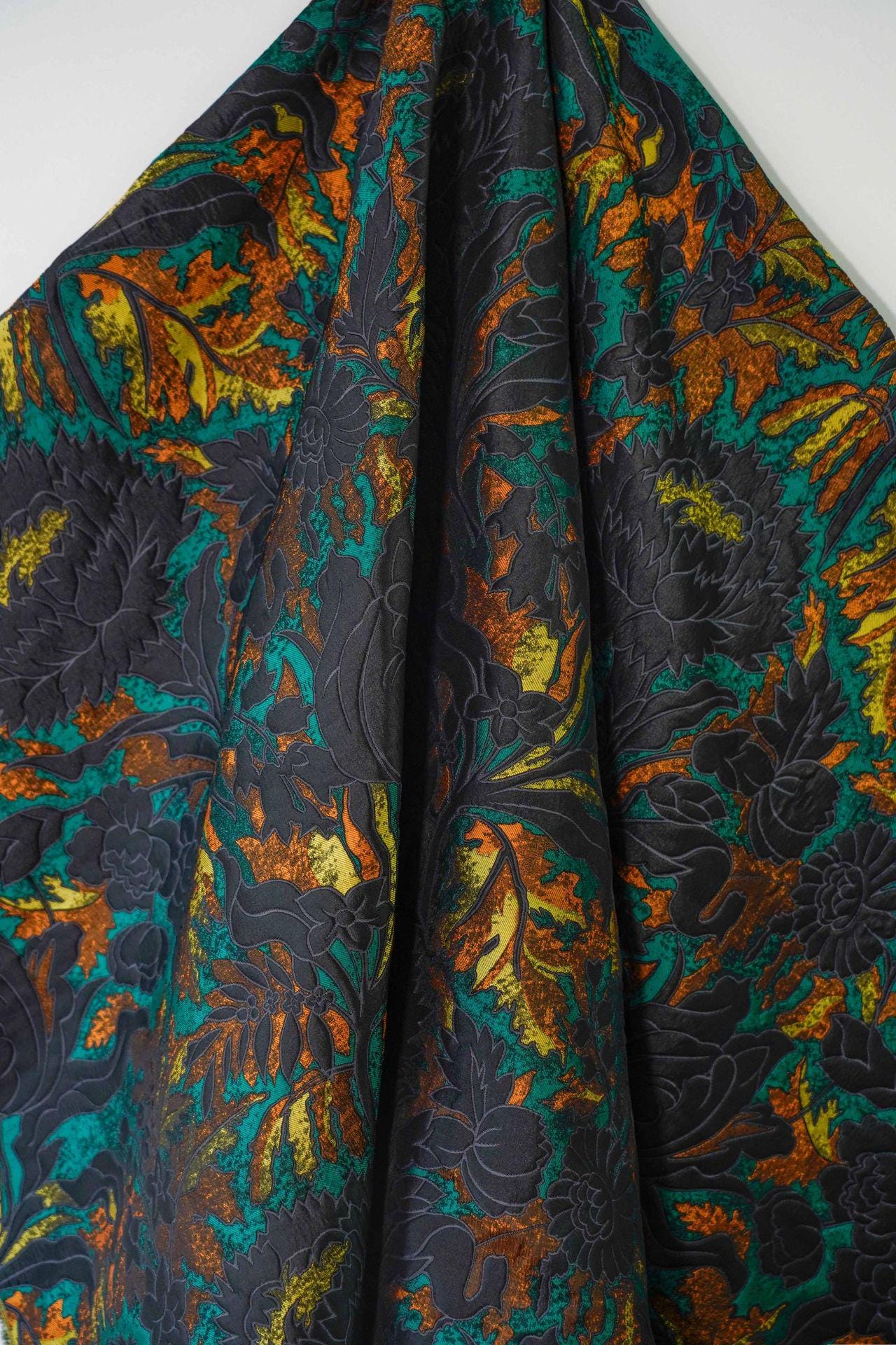 Gold Thread Jacquard Fabric: 3D Oil Painting Texture, 64" Wide