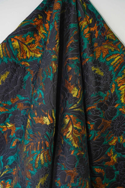 Gold Thread Jacquard Fabric: 3D Oil Painting Texture, 64" Wide
