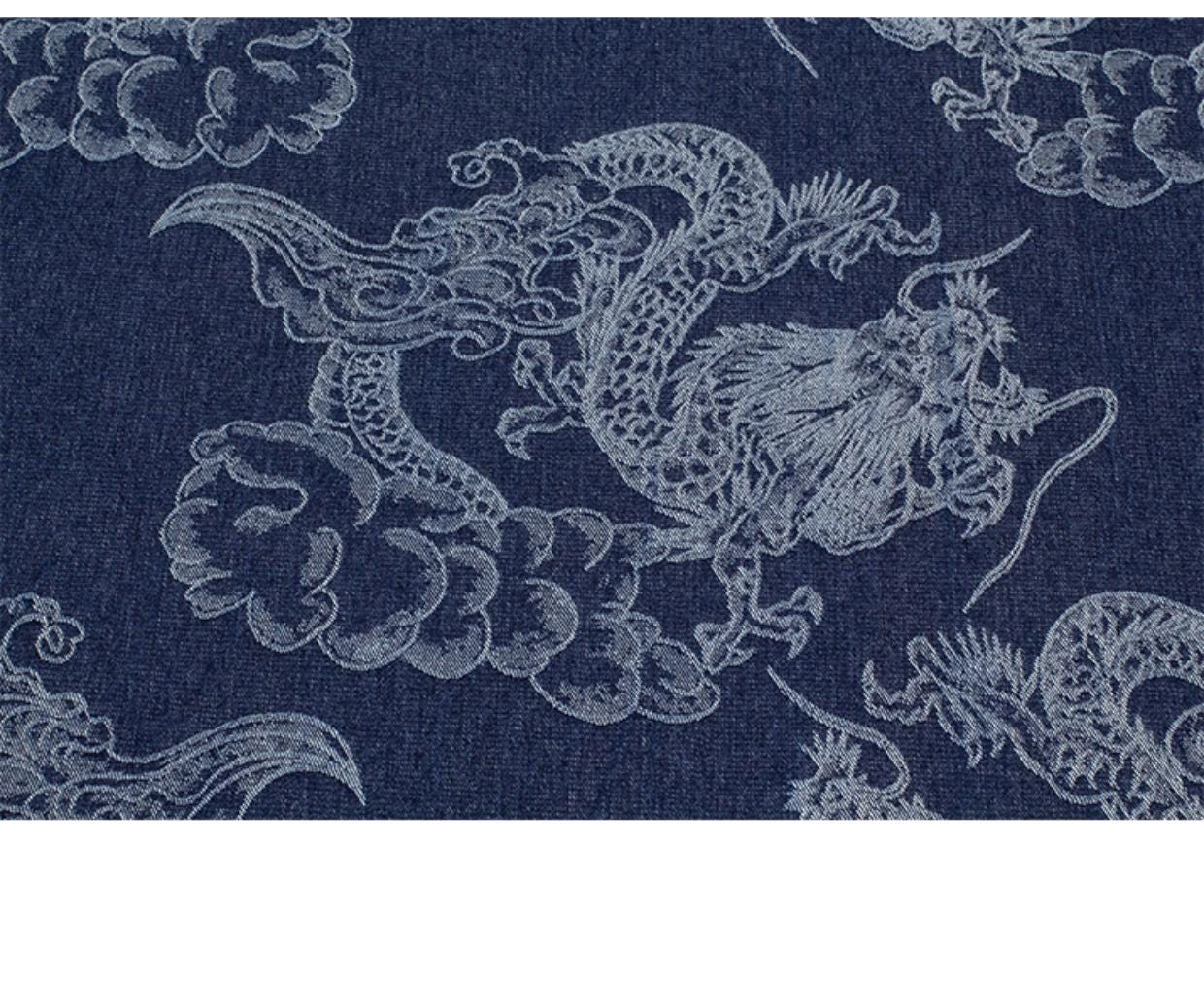 Tissu denim jacquard 3D Dragon : 100 % coton, ameublement, couture (165 cm)