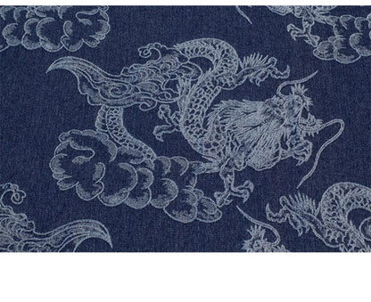 Tissu denim jacquard 3D Dragon : 100 % coton, ameublement, couture (165 cm)