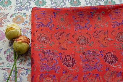 Dragon Brocade Fabric | Oriental Jacquard Sewing Material, 58"W