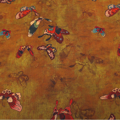 Butterfly Print Tea Silk Satin Fabric - 59"W Upholstery & Costume