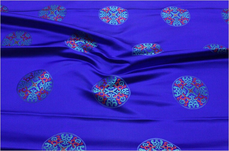 Chinese Fu Symbol Brocade Fabric, Floral Jacquard Satin