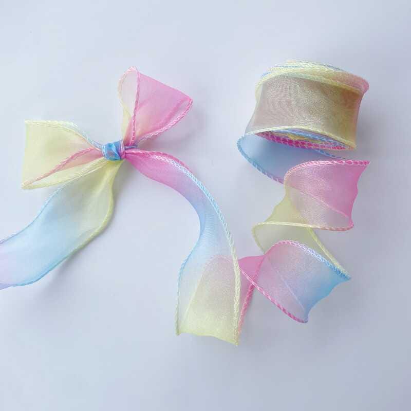 Gradient Organza Ribbon: 4cm Fishtail Yarn, DIY Crafts (10 Yards)