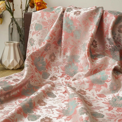 Floral Silk Brocade Fabric: Jacquard Damask for Upholstery & Costume