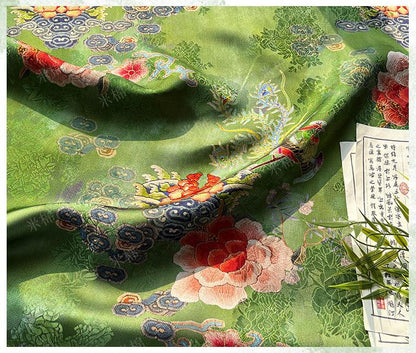 Rayon Silk Jacquard Xiangyun Fabric ��� Handmade Bisha Cuiyu Traditional Chinese Textile for Dress, Qipao, Craft, Sewi"W