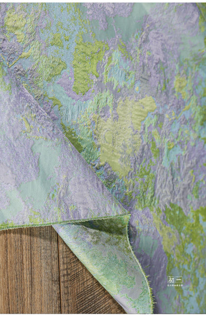 Gold Thread Jacquard Fabric: 3D Oil Painting Texture, 62" Wide
