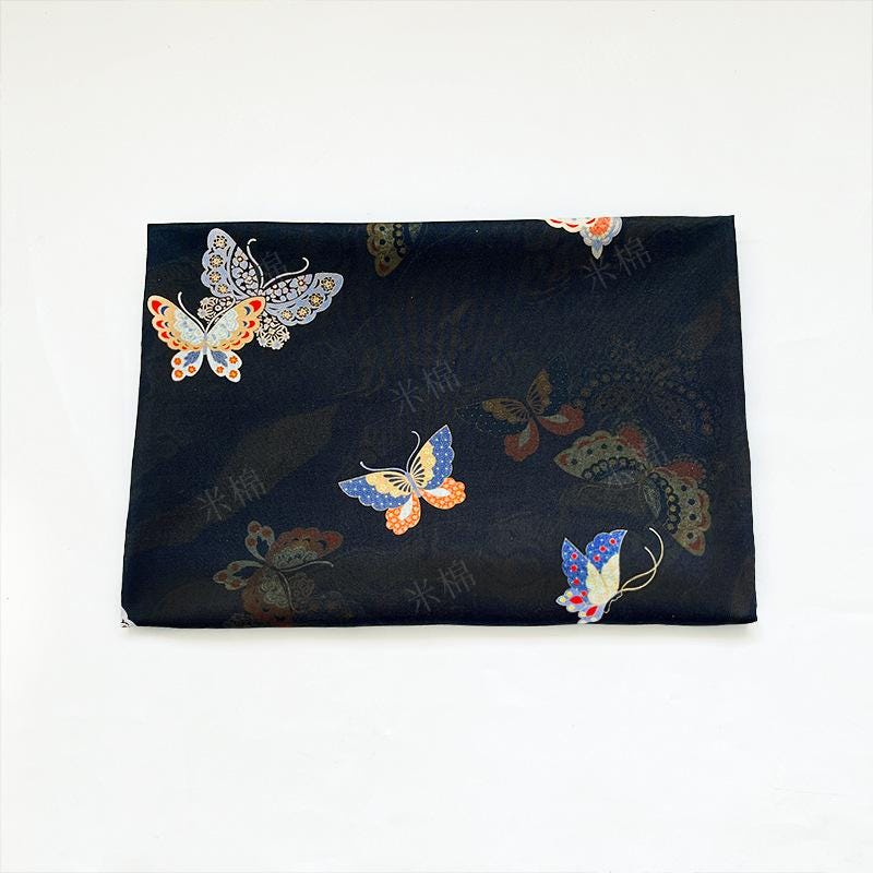 Butterfly Print Cotton Fabric: Black New Chinese Style (56" Wide)
