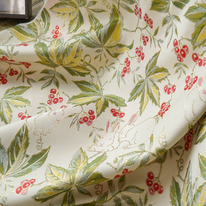 Gold Thread Jacquard Fabric: Green 3D Designer Sewing Fabric - 55" W