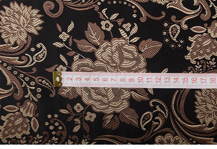 Peony Flower Brocade Fabric: 29.5"W Rayon Nylon Blend, Upholstery & Sewing By The Meter