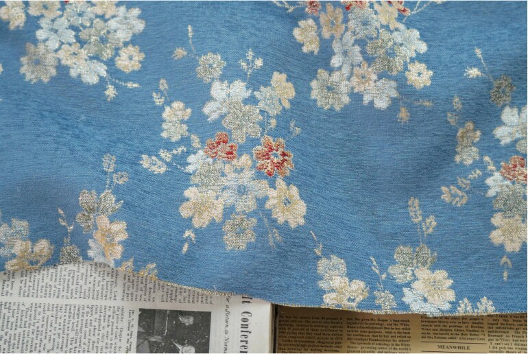 Tissu jacquard à motif floral : style cour française rétro, 150 cm de large