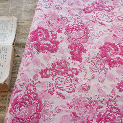 Reversible Jacquard Fabric, 3D Pink Floral Embossed Pattern, 59"W