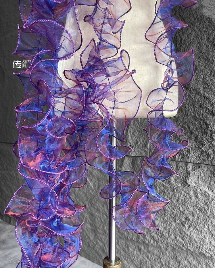 Organza Ruffle Trim: 5cm Mermaid Lace, Wedding & Event Decor