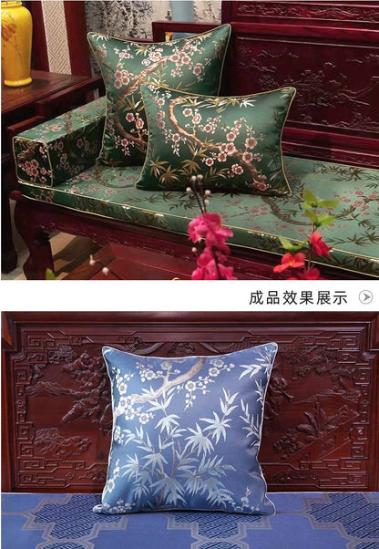 Bamboo & Plum Blossom Brocade Jacquard Fabric: 57"W Damask Upholstery