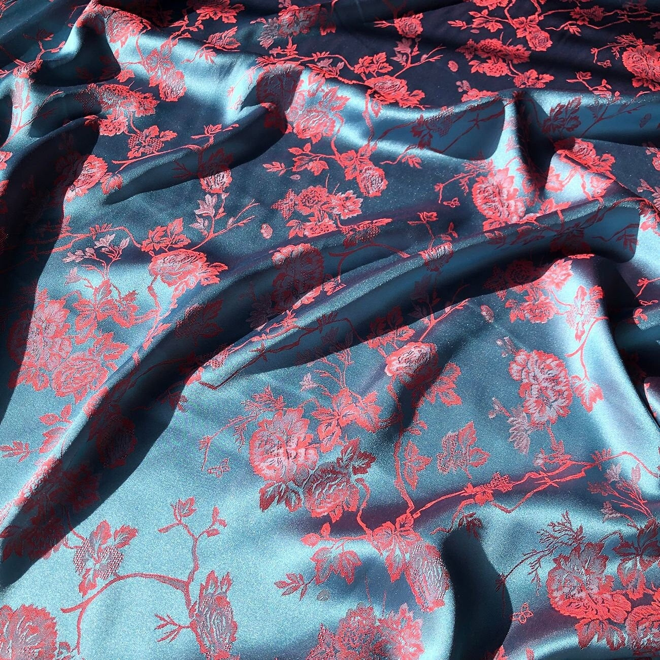 Butterfly Jacquard Fabric: 57"W Cotton Rayon Blend, Upholstery & Sewing
