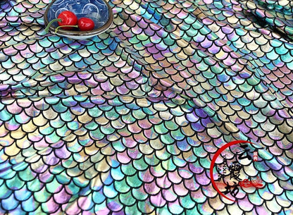 Iridescent Mermaid Scale Spandex Fabric: 4-Way Stretch, 60" Wide