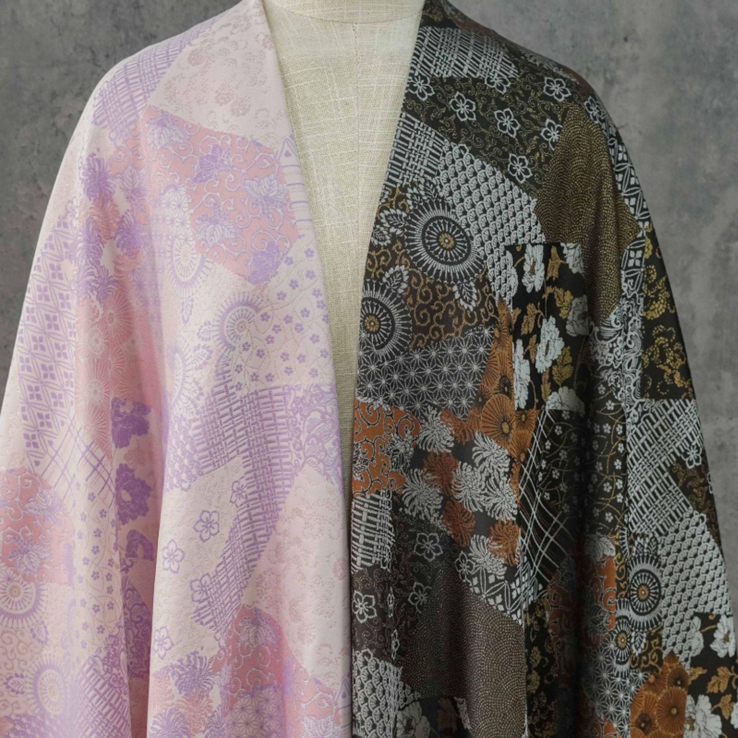 Japanese Floral Patchwork Fabric | Sashiko Style Quilting Material, 58"W