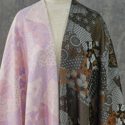 Japanese Floral Patchwork Fabric | Sashiko Style Quilting Material, 58"W
