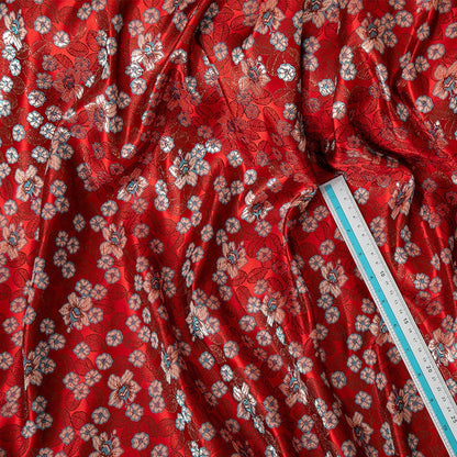 Red Floral Brocade Fabric: 47"W Chinese Cheongsam Sewing Material