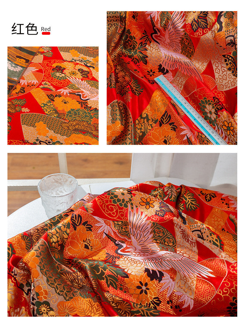 Tissu brocart de soie Kirin japonais : tissu d’ameublement tissé Nishijin coloré (largeur : 150 cm)