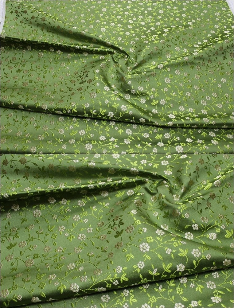 Floral Brocade Fabric: Chinese Style Silk Rayon Blend, 29.5" Wide