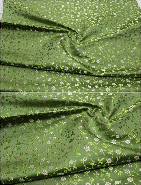 Tissu brocart à motifs floraux : mélange de soie et de rayonne de style chinois, 75 cm de large