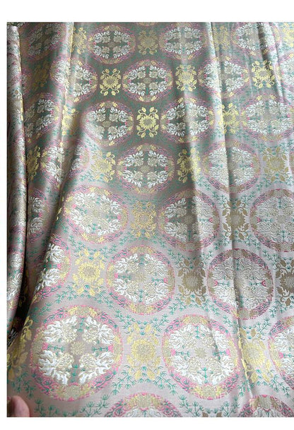 Tissu jacquard brocart à motif floral : style rétro poisson rouge, 150 cm de large