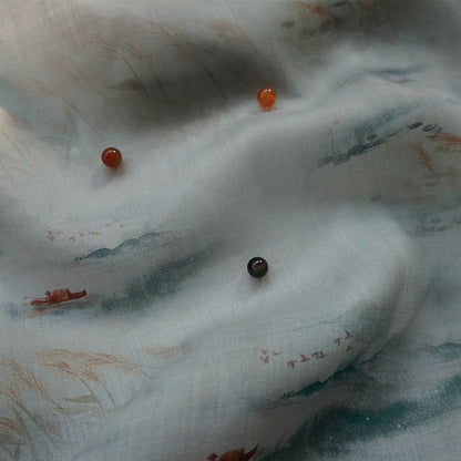 Ramie Fabric: Fengshui Drawing, Soft Home Textile (55"W)