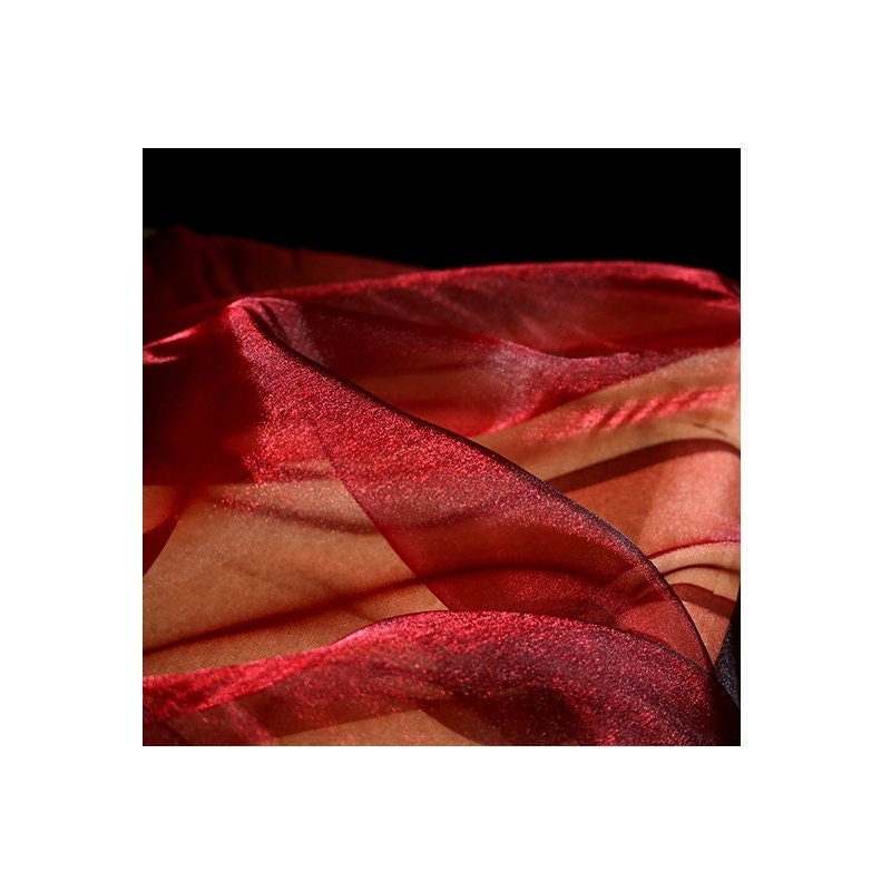 Red Glitter Organza Fabric: Sheer Crystal Yarn, 57" Wide, Wedding Dress Lace