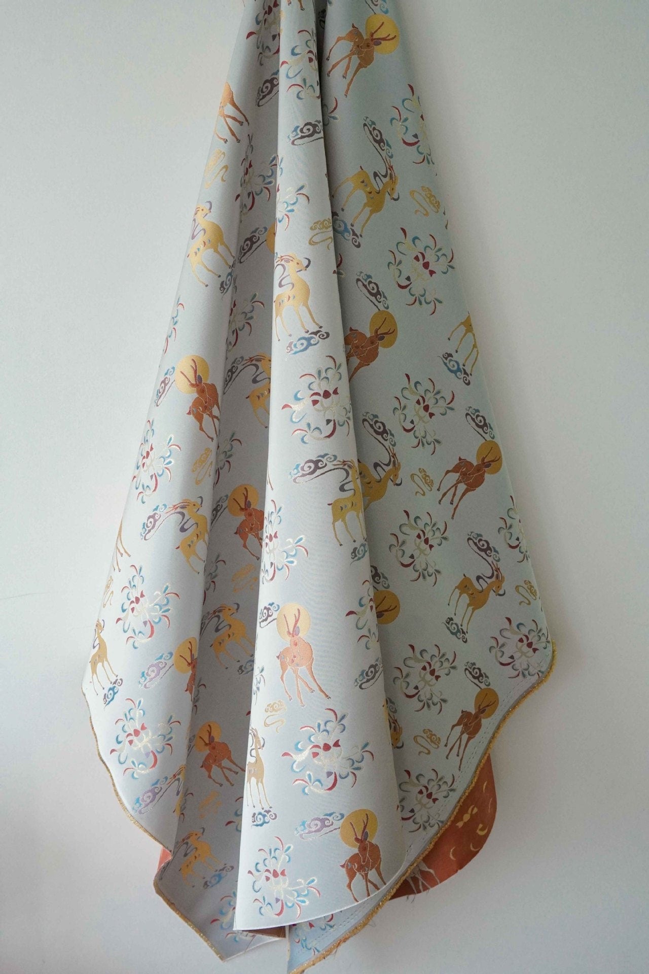 Gold Thread Jacquard Fabric: Chinese Style Rayon, 59" Wide
