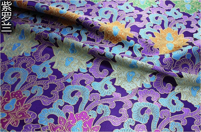 Lotus Brocade Fabric: Chinese Qipao Sewing & Upholstery (29.5" Wide)