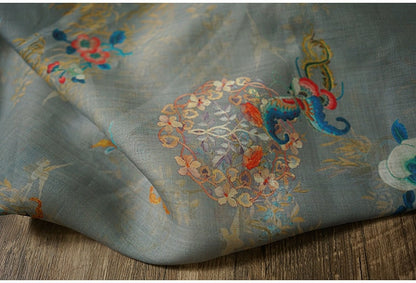 Dunhuang Murals Ramie Fabric: 55"W Soft Home Textile