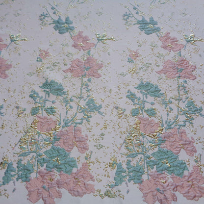 Gold Thread Jacquard Fabric: Palace Style 3D Texture, 56" Wide