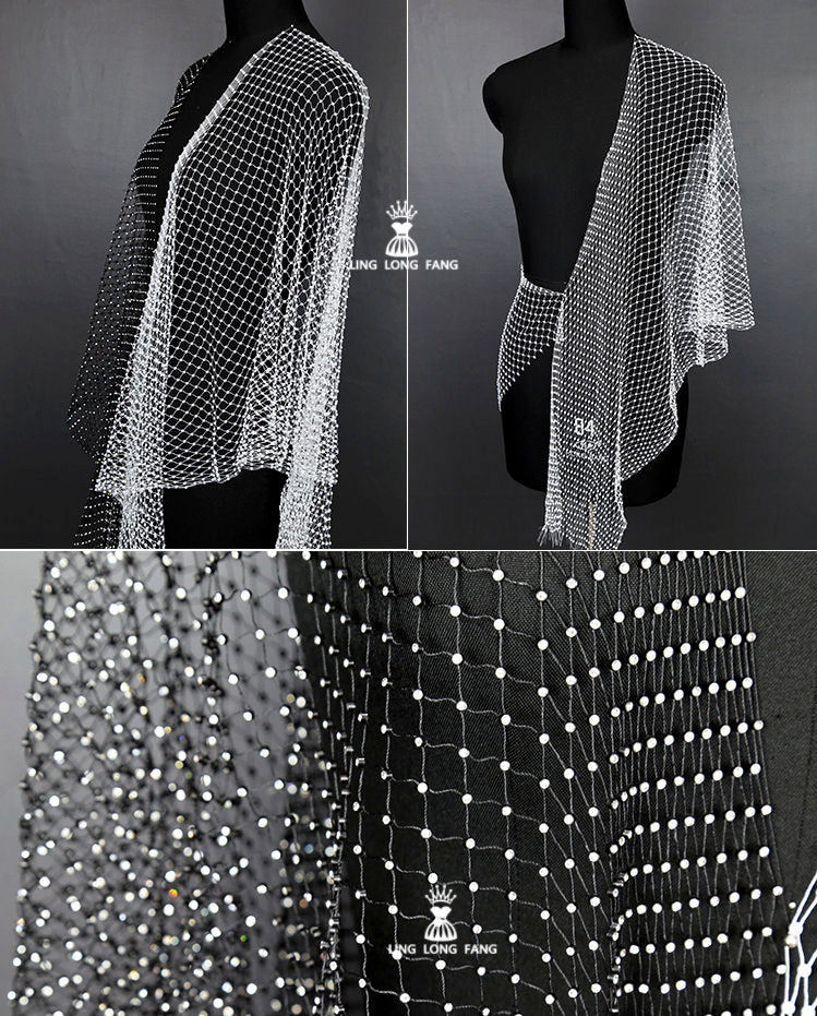 Rhinestone Mesh Fabric, Bling Galaxy Design, Sewing Fabric, 5" Wide