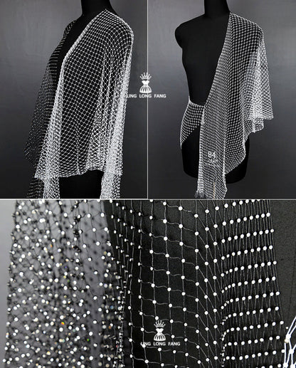 Rhinestone Mesh Fabric, Bling Galaxy Design, Sewing Fabric, 5" Wide