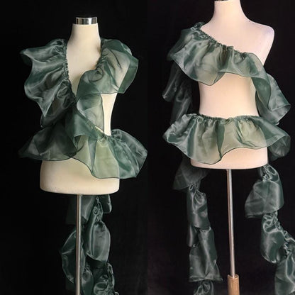Sheer Pleated Organza Ruffle: 3D Fold Designer Fabric, Wedding Gowns