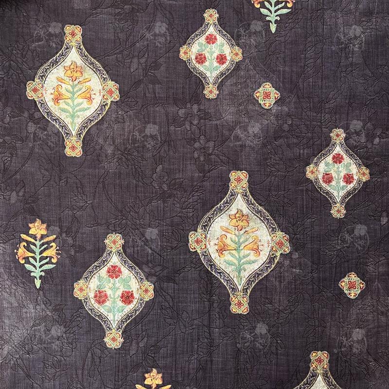 Geometric Floral Tencel Ramie Fabric: Dressmaking, Upholstery - 59" Wide