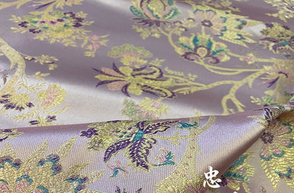 Pink Floral Silk Brocade Fabric: 59" Wide, Wedding Sewing Quilting
