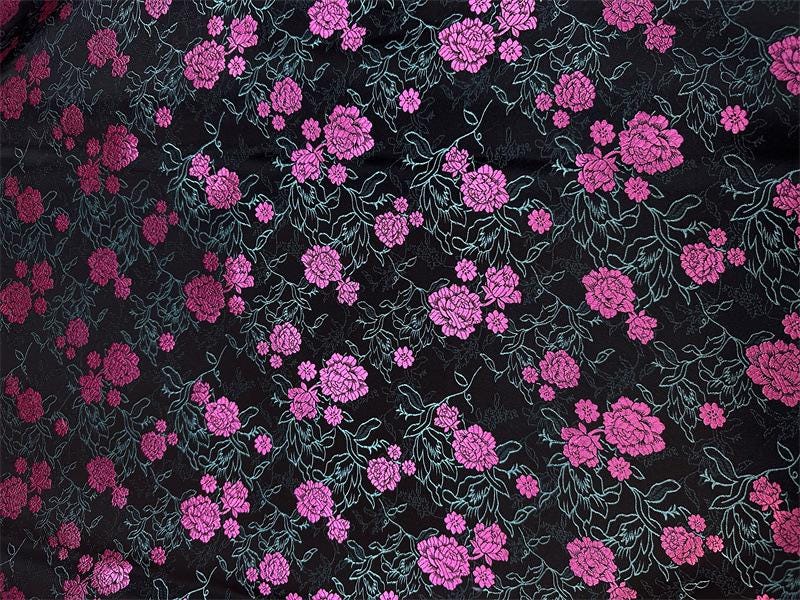 Silk Brocade Fabric: Tea Flower Damask, 45" Wide, Upholstery & Costume