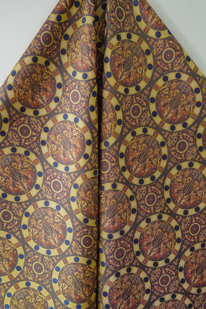 Gold Brocade Jacquard Fabric: Retro Palace Style Damask, 58" Wide