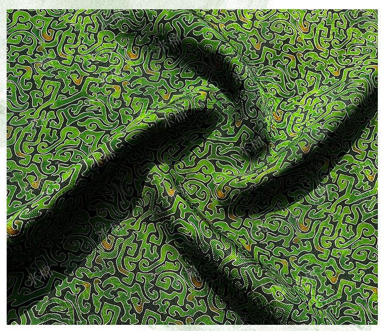 100% Rayon green Jacquard Xiangyun Brocade Fabric: 59"W Upholstery & Costume