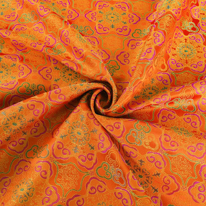 Orange Dunhuang Brocade Fabric: 59"W Tibetan Robe Material