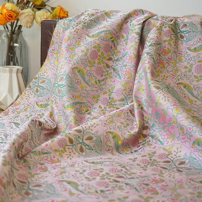Gold Thread Jacquard Fabric: 3D Floral Bird Design, 60" Wide