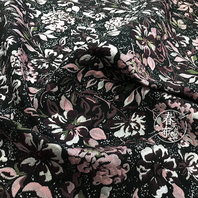 Autumn Floral Jacquard Fabric: Thick Stiff Upholstery, Costume, Decor