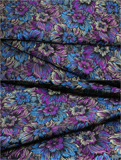 Chrysanthemum Silk Brocade Fabric: Colorful Cheongsam Qipao Sewing Material