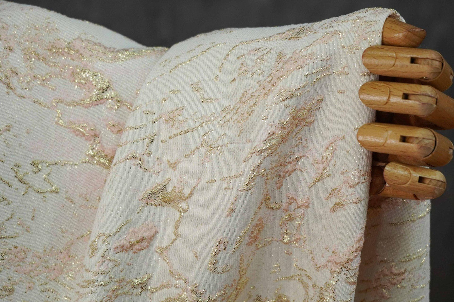 Gold Foil Jacquard Fabric - 3D Textured Embossed Material, 56" Wide