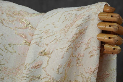Gold Foil Jacquard Fabric - 3D Textured Embossed Material, 56" Wide
