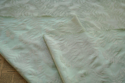 Vintage Jacquard Brocade Fabric: Fern Leaf Sewing Material, 59" Wide